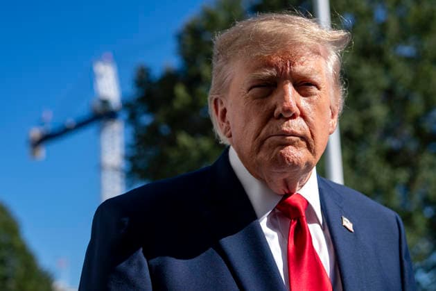 President Donald Trump speaks with reporters before boarding Marine One on the South Lawn of the White House in Washington, DC on Tuesday, October 6, 2026. The President is going to Baltimore, Maryland to deliver remarks at Anduril Industries, a tech company that builds robotic weapons and software for the military.  WAP20261006305 BONNIExCASH