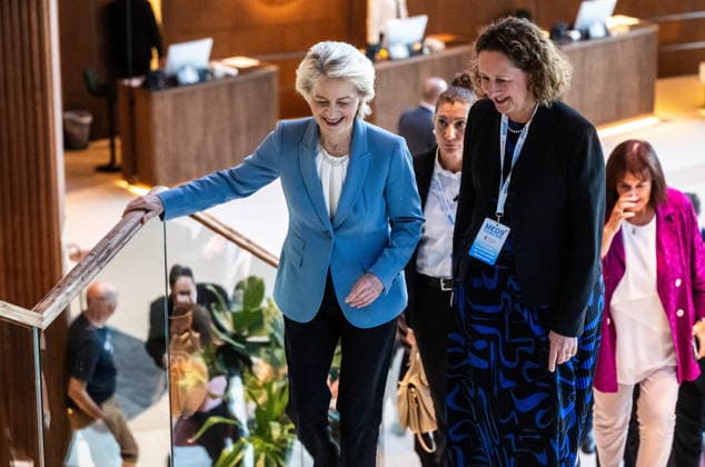 Croatia, Split, 06.10.2026. Radisson Blu Resort and Spa Hotel. Bilateral meeting between Prime Minister Andrej Plenkovic and European Commission President Ursula von der Leyen on the sidelines of the MED9 summit. In the photo: Ursula von der Leyen, Nina Obuljen Korzinek. Photo: Tom Dubravec CROPIX Split CROATIA Copyright: xxTomxDubravecx plenkovic_leyen1-061026