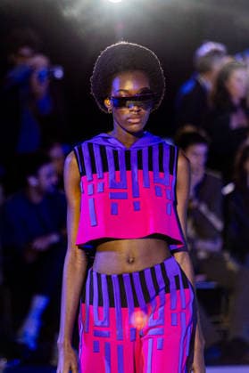 PFW Pierre Cardin Runway NB A model walks the runway during the Pierre Cardin Womenswear Spring Summer 2027 show at Pailleron ice rink as part of Paris Fashion Week on October 06, 2026 in Paris, France. Photo by Nasser Berzane ABACAPRESS.COM Paris France  Copyright: xBerzanexNasser ABACAx