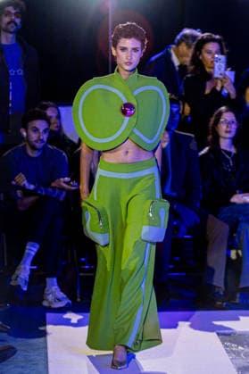 PFW Pierre Cardin Runway NB A model walks the runway during the Pierre Cardin Womenswear Spring Summer 2027 show at Pailleron ice rink as part of Paris Fashion Week on October 06, 2026 in Paris, France. Photo by Nasser Berzane ABACAPRESS.COM Paris France  Copyright: xBerzanexNasser ABACAx