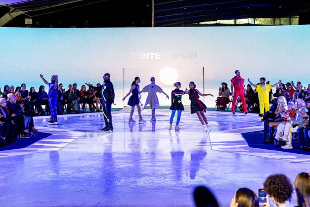 PFW Pierre Cardin Runway NB A model walks the runway during the Pierre Cardin Womenswear Spring Summer 2027 show at Pailleron ice rink as part of Paris Fashion Week on October 06, 2026 in Paris, France. Photo by Nasser Berzane ABACAPRESS.COM Paris France  Copyright: xBerzanexNasser ABACAx