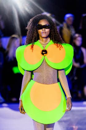 PFW Pierre Cardin Runway NB A model walks the runway during the Pierre Cardin Womenswear Spring Summer 2027 show at Pailleron ice rink as part of Paris Fashion Week on October 06, 2026 in Paris, France. Photo by Nasser Berzane ABACAPRESS.COM Paris France  Copyright: xBerzanexNasser ABACAx