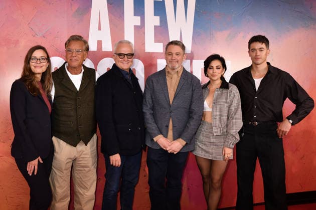 NEW YORK, NY- OCTOBER 6: Lear deBessonet, Aaron Sorkin, Bradley Whitford, Michael Arden, Krysta Rodriguez and Tom Blyth at the press conference for A Few Good Men at Lincoln Center Theater in the Vivian Beaumont Theatre on October 6, 2026 in New York City. Copyright: xmpi099 MediaPunchx