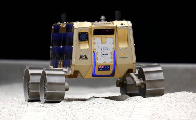 AUSTRALIAN LUNAR ROVER LAUNCH, Scenes during the launch of Roo-ver an Australian-designed and built lunar rover at QUT Kelvin Grove, in Brisbane, Wednesday, October 7, 2026. ( NO ARCHIVING BRISBANE QUEENSLAND Australia  Copyright: xJASONxO BRIENx 20261007155422480272