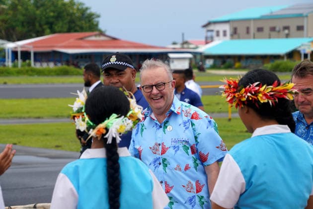 October 6, 2026, Funafuti, Funafuti, Tuvalu: Australian Prime Minister ANTHONY ALBANESE departs Funafuti, Tuvalu after attending the Pre-COP31 Leaders™ event on October 6, 2026. Complementing the ministerial meeting in Fiji, the visit brought global decision-makers to the low-lying Pacific island nation to witness climate impacts and community adaptation efforts firsthand and advance climate action ahead of COP31 in Antalya, Türkiye. Funafuti Tuvalu - ZUMA 20261006_int_h213_057 Copyright: xHuang Mendersx