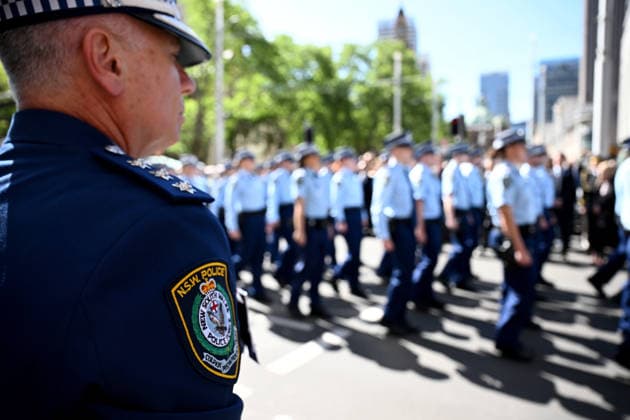 MIA LAY FUNERAL, Police march on Bathurst street during a procession following the funeral service for NSW Police Constable Mia Lay at St Andrew s Cathedral, in Sydney, Wednesday, October 7, 2026. Constable Mia Lay, 20, died when the marked vehicle she was a passenger in crashed into a tree early on September 25 in the Sydney suburb of Redfern. ( NO ARCHIVING SYDNEY NEW SOUTH WALES Australia  Copyright: xDANxHIMBRECHTSx 20261007110192775907