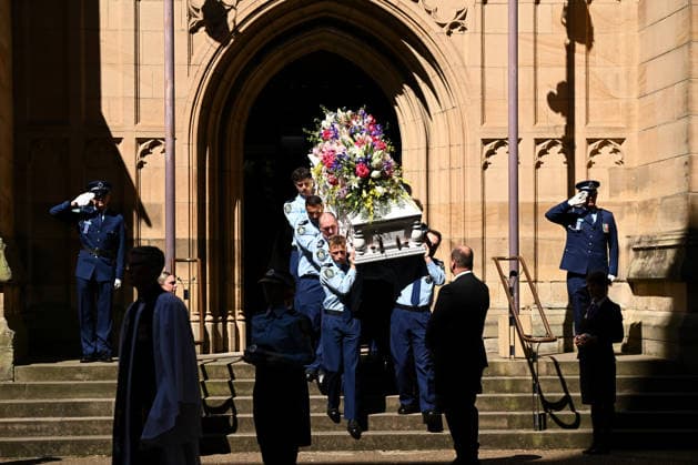 MIA LAY FUNERAL, Pallbearers carry the casket during the funeral service for NSW Police Constable Mia Lay at St Andrew s Cathedral, in Sydney, Wednesday, October 7, 2026. Constable Mia Lay, 20, died when the marked vehicle she was a passenger in crashed into a tree early on September 25 in the Sydney suburb of Redfern. ( NO ARCHIVING SYDNEY NEW SOUTH WALES Australia  Copyright: xDANxHIMBRECHTSx 20261007157369537076