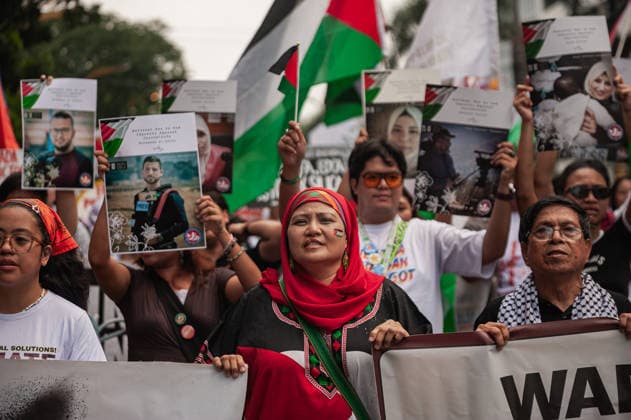 October 7, 2026, Quezon City, Quezon, Philippines: In commemoration of the 3rd anniversary of the Al-Aqsa Flood, progressive and rights activists protested in the streets of Manila to demand justice from Israel and its allies. Quezon City Philippines - ZUMAy102 20261007_zip_y102_002 Copyright: xKenosisxYapx