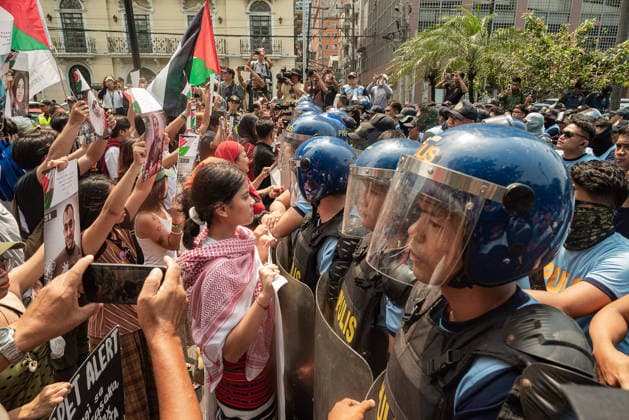 October 7, 2026, Quezon City, Quezon, Philippines: In commemoration of the 3rd anniversary of the Al-Aqsa Flood, progressive and rights activists protested in the streets of Manila to demand justice from Israel and its allies. Quezon City Philippines - ZUMAy102 20261007_zip_y102_015 Copyright: xKenosisxYapx