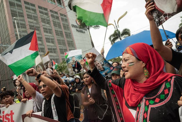 October 7, 2026, Quezon City, Quezon, Philippines: In commemoration of the 3rd anniversary of the Al-Aqsa Flood, progressive and rights activists protested in the streets of Manila to demand justice from Israel and its allies. Quezon City Philippines - ZUMAy102 20261007_zip_y102_019 Copyright: xKenosisxYapx