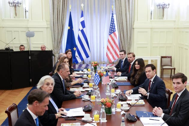 Greek Foreign Minister Giorgos Gerapetritis meets US Secretary of State Marco Rubio in Athens ATHENS, GREECE - OCTOBER 7: Greek Foreign Minister Giorgos Gerapetritis meets with US Secretary of State Marco Rubio at the Ministry of Foreign Affairs in Athens, Greece on October 7, 2026. Costas Baltas Anadolu Athens Greece. Editorial use only. Please get in touch for any other usage.  Copyright: x2026xAnadoluxCostasxBaltasx