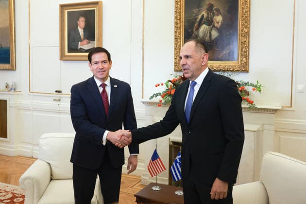 Greek Foreign Minister Giorgos Gerapetritis meets US Secretary of State Marco Rubio in Athens ATHENS, GREECE - OCTOBER 7: Greek Foreign Minister Giorgos Gerapetritis meets with US Secretary of State Marco Rubio at the Ministry of Foreign Affairs in Athens, Greece on October 7, 2026. Costas Baltas Anadolu Athens Greece. Editorial use only. Please get in touch for any other usage.  Copyright: x2026xAnadoluxCostasxBaltasx