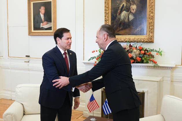 Greek Foreign Minister Giorgos Gerapetritis meets US Secretary of State Marco Rubio in Athens ATHENS, GREECE - OCTOBER 7: Greek Foreign Minister Giorgos Gerapetritis meets with US Secretary of State Marco Rubio at the Ministry of Foreign Affairs in Athens, Greece on October 7, 2026. Costas Baltas Anadolu Athens Greece. Editorial use only. Please get in touch for any other usage.  Copyright: x2026xAnadoluxCostasxBaltasx