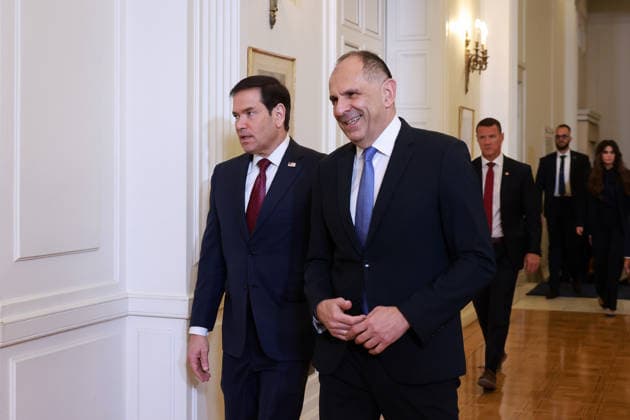 Greek Foreign Minister Giorgos Gerapetritis meets US Secretary of State Marco Rubio in Athens ATHENS, GREECE - OCTOBER 7: Greek Foreign Minister Giorgos Gerapetritis meets with US Secretary of State Marco Rubio at the Ministry of Foreign Affairs in Athens, Greece on October 7, 2026. Costas Baltas Anadolu Athens Greece. Editorial use only. Please get in touch for any other usage.  Copyright: x2026xAnadoluxCostasxBaltasx