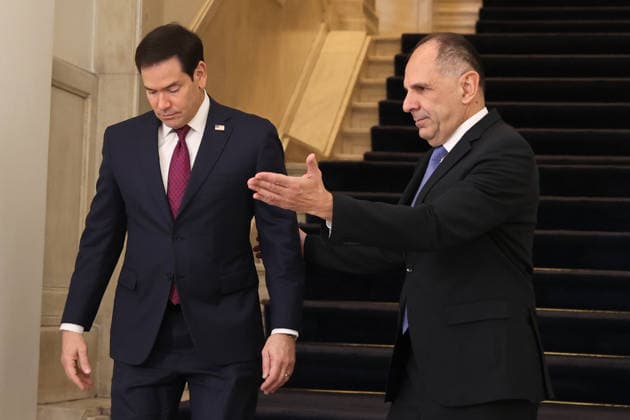 Greek Foreign Minister Giorgos Gerapetritis meets US Secretary of State Marco Rubio in Athens ATHENS, GREECE - OCTOBER 7: Greek Foreign Minister Giorgos Gerapetritis meets with US Secretary of State Marco Rubio at the Ministry of Foreign Affairs in Athens, Greece on October 7, 2026. Ayhan Mehmet Anadolu Athens Greece. Editorial use only. Please get in touch for any other usage.  Copyright: x2026xAnadoluxAyhanxMehmetx