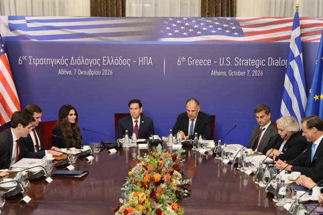 Greek Foreign Minister Giorgos Gerapetritis meets US Secretary of State Marco Rubio in Athens ATHENS, GREECE - OCTOBER 7: Greek Foreign Minister Giorgos Gerapetritis meets with US Secretary of State Marco Rubio at the Ministry of Foreign Affairs in Athens, Greece on October 7, 2026. The bilateral meeting launched the 6th round of the Greece-US Strategic Dialogue, covering regional security, energy defense cooperation, and bilateral relations. Ayhan Mehmet Anadolu Athens Greece. Editorial use only. Please get in touch for any other usage.  Copyright: x2026xAnadoluxAyhanxMehmetx