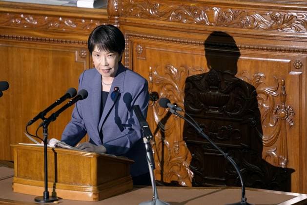 Japan PM in parliament Japanese Prime Minister Sanae Takaichi answers a question from an opposition lawmaker during a House of Representatives plenary session in Tokyo on Oct. 7, 2026.  A14AA0005630356P