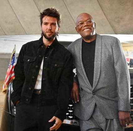 Cast members Guy Burnet (L) and Samuel L. Jackson attend the premiere of the motion picture thriller The Beast at the Academy museum of Motion Pictures in Los Angeles on Tuesday, October 10, 2026. Storyline: When a militia of unidentified hostiles coordinates a coup against the U.S., the president uncovers the extent of The Beast s highly classified offensive capabilities in order to save his life and America.  LAP20261006828 JIMxRUYMEN