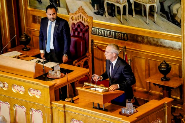 Statsbudsjett 2027 Oslo 20261007. Finansminister Jens Stoltenberg (Ap) under fremleggelsen av statsbudsjettet for 2027. Foto: Fredrik Varfjell NTB Oslo Norge _J9EhvenWBY EDITORIAL USE ONLY Ref:_POL_J9EhvenWBY.jpg Copyright: xFredrikxVarfjellxx xNTBx