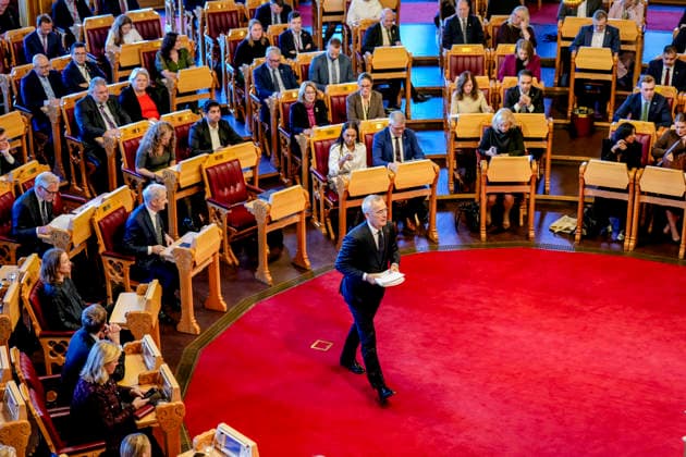 Statsbudsjett 2027 Oslo 20261007. Finansminister Jens Stoltenberg (Ap) under fremleggelsen av statsbudsjettet for 2027. Foto: Fredrik Varfjell NTB Oslo Norge rMLbL8myOhg EDITORIAL USE ONLY Ref:_POLrMLbL8myOhg.jpg Copyright: xFredrikxVarfjellxx xNTBx