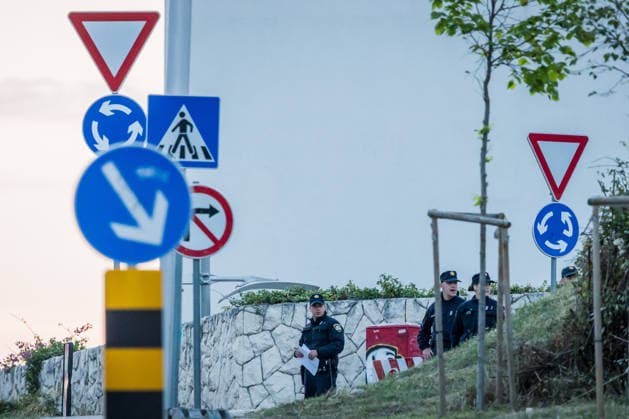 EU MED9 Summit Security personel on guard around Radisson Blu Resort & Spa during EU MED9 summit in Split, Croatia on October 7, 2027.  ZvonimirxBarisin PIXSELL