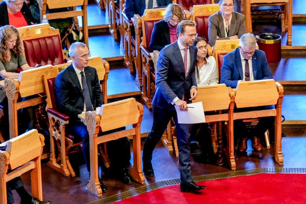 Statsbudsjett 2027 Oslo 20261007. Finansminister Jens Stoltenberg (Ap) under fremleggelsen av statsbudsjettet for 2027. Foto: Fredrik Varfjell NTB Oslo Norge iNGJYunBGuU EDITORIAL USE ONLY Ref:_POLiNGJYunBGuU.jpg Copyright: xFredrikxVarfjellxx xNTBx