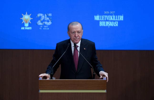 Turkish President and Leader of the Justice and Development (AK) Party Recep Tayyip Erdogan ANKARA, TURKIYE - OCTOBER 7: Turkish President and Leader of the Justice and Development (AK) Party Recep Tayyip Erdogan speaks during the Legislative Year Opening Meeting with AK Party Deputies at the AK Party Congress Center in Ankara, Turkiye on October 7, 2026. Ercin Erturk Anadolu Ankara Turkey. Editorial use only. Please get in touch for any other usage.  Copyright: x2026xAnadoluxErcinxErturkx