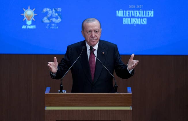 Turkish President and Leader of the Justice and Development (AK) Party Recep Tayyip Erdogan ANKARA, TURKIYE - OCTOBER 7: Turkish President and Leader of the Justice and Development (AK) Party Recep Tayyip Erdogan speaks during the Legislative Year Opening Meeting with AK Party Deputies at the AK Party Congress Center in Ankara, Turkiye on October 7, 2026. Ercin Erturk Anadolu Ankara Turkey. Editorial use only. Please get in touch for any other usage.  Copyright: x2026xAnadoluxErcinxErturkx