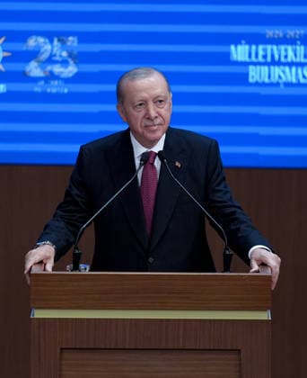 Turkish President and Leader of the Justice and Development (AK) Party Recep Tayyip Erdogan ANKARA, TURKIYE - OCTOBER 7: Turkish President and Leader of the Justice and Development (AK) Party Recep Tayyip Erdogan speaks during the Legislative Year Opening Meeting with AK Party Deputies at the AK Party Congress Center in Ankara, Turkiye on October 7, 2026. Ercin Erturk Anadolu Ankara Turkey. Editorial use only. Please get in touch for any other usage.  Copyright: x2026xAnadoluxErcinxErturkx