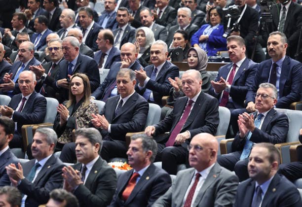 Turkish President and Leader of the Justice and Development (AK) Party Recep Tayyip Erdogan ANKARA, TURKIYE - OCTOBER 7: (----EDITORIAL USE ONLY - MANDATORY CREDIT - TURKISH PRESIDENCY MUSTAFA KAMACI HANDOUT - NO MARKETING NO ADVERTISING CAMPAIGNS - DISTRIBUTED AS A SERVICE TO CLIENTS----) Turkish President and Leader of the Justice and Development (AK) Party Recep Tayyip Erdogan (2nd R) attends the Legislative Year Opening Meeting with AK Party lawmakers at the AK Party Congress Center in Ankara, Turkiye, on October 07, 2026. Izmir Metropolitan Municipality Mayor Cemil Tugay (3rd R) also attended the meeting. TUR Presidency Mustafa Kamaci Anadolu Ankara Turkey. Editorial use only. Please get in touch for any other usage.  Copyright: x2026xAnadoluxTURxPresidencyx xMustafaxKamacix