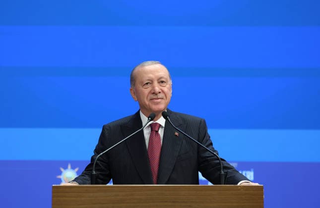 Turkish President and Leader of the Justice and Development (AK) Party Recep Tayyip Erdogan ANKARA, TURKIYE - OCTOBER 7: (----EDITORIAL USE ONLY - MANDATORY CREDIT - TURKISH PRESIDENCY MUSTAFA KAMACI HANDOUT - NO MARKETING NO ADVERTISING CAMPAIGNS - DISTRIBUTED AS A SERVICE TO CLIENTS----) Turkish President and Leader of the Justice and Development (AK) Party Recep Tayyip Erdogan makes a speech during the Legislative Year Opening Meeting with AK Party lawmakers at the AK Party Congress Center in Ankara, Turkiye, on October 07, 2026. TUR Presidency Mustafa Kamaci Anadolu Ankara Turkey. Editorial use only. Please get in touch for any other usage.  Copyright: x2026xAnadoluxTURxPresidencyx xMustafaxKamacix