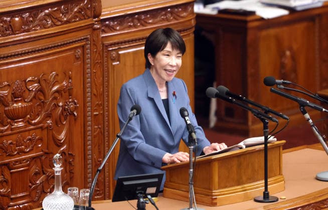 October 7, 2026, Tokyo, Japan - Japanese Prime Minister Sanae Takaichi answers a question at Lower House s plenary session at the National Diet in Tokyo on Wednesday, October 7, 2026. (photo by Yoshio Tsunoda AFLO)  aflo_354016936