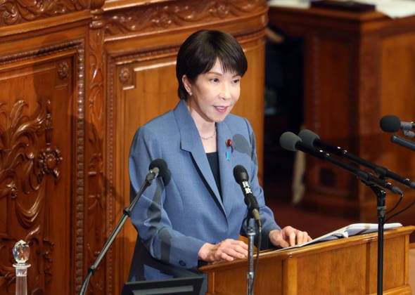October 7, 2026, Tokyo, Japan - Japanese Prime Minister Sanae Takaichi answers a question at Lower House s plenary session at the National Diet in Tokyo on Wednesday, October 7, 2026. (photo by Yoshio Tsunoda AFLO)  aflo_354016939