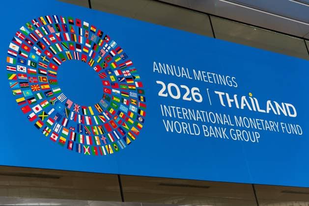 Preparations for IMF–World Bank Group Annual Meetings 2026 in Bangkok, Thailand. – 7 Oct 2026 The IMF–World Bank Group Annual Meetings 2026 sign seen during the preparations for the IMF–World Bank Group Annual Meetings 2026 week in Bangkok. The IMF–World Bank Group Annual Meetings 2026 will take place at the Queen Sirikit National Convention Center in Bangkok from October 12-18, 2026, drawing over 15,000 delegates from 191 member countries as Thailand hosts this prestigious event for the first time in 35 years. Bangkok Thailand Copyright: xPeeraponxBoonyakiatx xSOPAxImagesx Peerapon-Boonyakiat-1456644