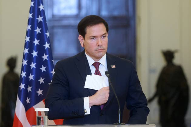 Greek Foreign Minister Giorgos Gerapetritis, US Secretary of State Marco Rubio hold joint press conference in Athens ATHENS, GREECE - OCTOBER 07: US Secretary of State Marco Rubio speaks during a joint press conference with Greek Foreign Minister Giorgos Gerapetritis at the Foreign Ministry in Athens, Greece, on October 07, 2026. Costas Baltas Anadolu Athens Greece. Editorial use only. Please get in touch for any other usage.  Copyright: x2026xAnadoluxCostasxBaltasx