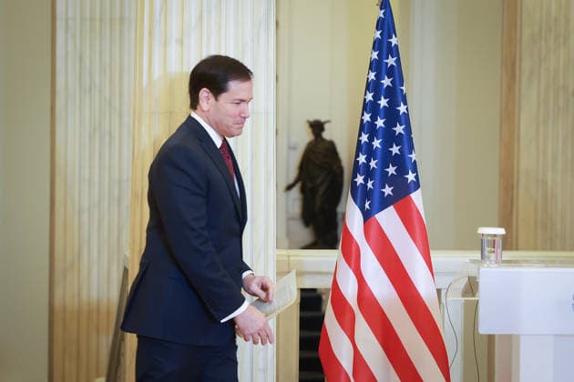 Greek Foreign Minister Giorgos Gerapetritis, US Secretary of State Marco Rubio hold joint press conference in Athens ATHENS, GREECE - OCTOBER 07: US Secretary of State Marco Rubio holds a joint press conference with Greek Foreign Minister Giorgos Gerapetritis (not seen) at the Foreign Ministry in Athens, Greece, on October 07, 2026. Costas Baltas Anadolu Athens Greece. Editorial use only. Please get in touch for any other usage.  Copyright: x2026xAnadoluxCostasxBaltasx