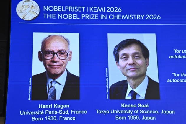 Henri Kagan and Kenso Soai are awarded the 2026 Nobel Prize in Chemistry during a press conference at the Royal Swedish Academy of Sciences in Stockholm, Sweden, on October 7, 2026 STOCKHOLM SWEDEN x10080x  Copyright: xFredrikxSandberg TTx SWEDEN NOBEL PRIZE 2026 CHEMISTRY jMd3C89BfjY