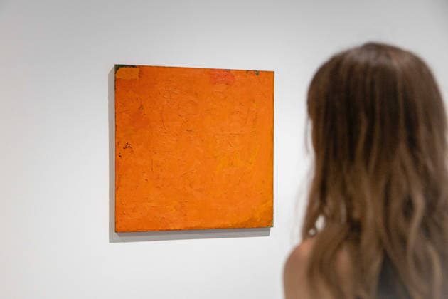 Robert Ryman: The Real Thing at Barbican Art Gallery, London, UK 7 October 2026 Untitled (orange painting), 1955 and 1959 on display at Robert Ryman: The Real Thing at the Barbican Art Gallery, London, UK, on 7 October 2026. The first significant UK exhibition of American minimalist and conceptual painter Robert Ryman (1930 2019) in over 30 years brings together six decades of work, on view from 8 October 2026., Credit:Pete Speller Avalon  Copyright: xPetexSpellerx xAvalonx 1141198990