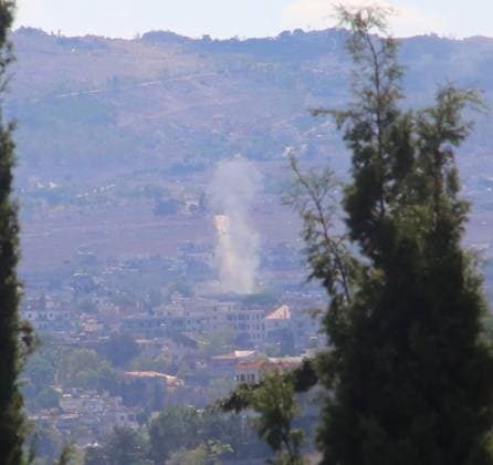 October 7, 2026, Nabathie, Lebanon: KFAR TIBNIT, SOUTHERN LEBANON, OCTOBER 7, 2026: Smoke rises after several artillery shells strike the town of Kfar Tibnit in southern Lebanon amid continuing military activity in the area. Nabathie Lebanon - ZUMAq101 20261007_zna_q101_065 Copyright: xRazanxKdouhx