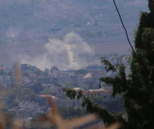 October 7, 2026, Nabathie, Lebanon: KFAR TIBNIT, SOUTHERN LEBANON, OCTOBER 7, 2026: Smoke rises after several artillery shells strike the town of Kfar Tibnit in southern Lebanon amid continuing military activity in the area. Nabathie Lebanon - ZUMAq101 20261007_zna_q101_066 Copyright: xRazanxKdouhx