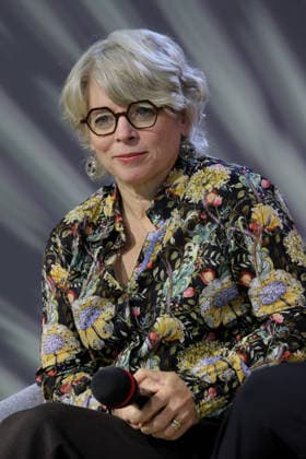 07.10.2026, Frankfurt am Main, DEU, Frankfurter Buchmesse. Jill Lepore, Autorin des aktuellen Buches Die Regierung der Maschinen im Geschraech auf der ARD Buehne