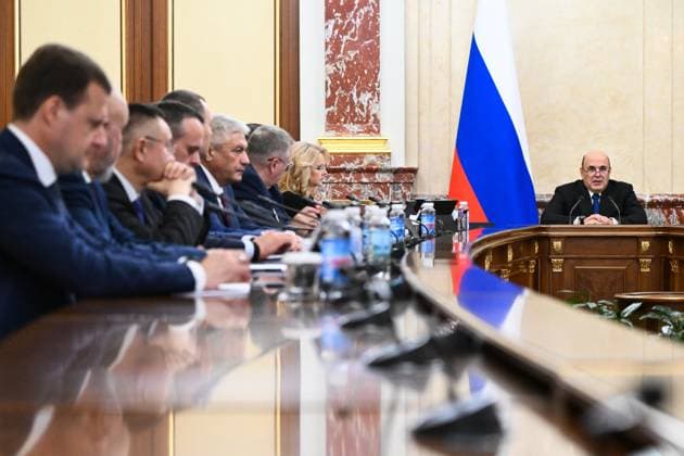 Russia Mishustin Government 9259240 07.10.2026 Russian Prime Minister Mikhail Mishustin chairs a meeting with members of the government in Moscow, Russia. Kristina Solovyova Sputnik Moscow Russia  Copyright: xKristinaxSolovyovax