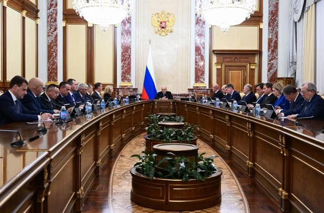 Russia Mishustin Government 9259242 07.10.2026 Russian Prime Minister Mikhail Mishustin chairs a meeting with members of the government in Moscow, Russia. Kristina Solovyova Sputnik Moscow Russia  Copyright: xKristinaxSolovyovax