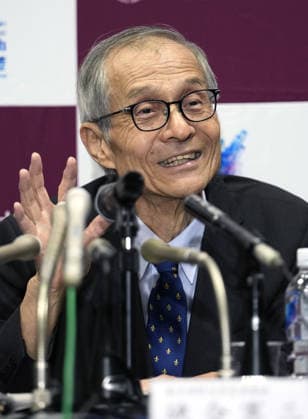 Nobel chemistry prize co-winner Soai Kenso Soai, a professor emeritus at the Tokyo University of Science, attends a press conference at the university in Tokyo on Oct. 7, 2026, after receiving the 2026 Nobel Prize in Chemistry. Soai and French researcher Henri Kagan shared the prize for the discovery of non-linear effects and autocatalysis in asymmetric organic synthesis, the Royal Swedish Academy of Sciences said earlier in the day.  A14AA0005630367P