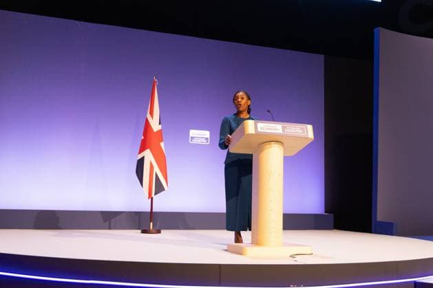 October 7, 2026, Birmingham, United Kingdom: Leader of the Conservative Party Kemi Badenoch gives her keynote speech at the International Convention Centre on the final day (day four) of the Conservative Party Conference at the International Convention Centre in Birmingham..The Conservative Party leader, Kemi Badenoch s gives her keynote speech at the International Convention Centre on the final day (day four) of the Conservative Party Conference at the International Convention Centre in Birmingham. The Conservative Party opened its annual conference under the slogan Stronger economy, stronger countryÃ¢ Birmingham United Kingdom  - ZUMAs197 20261007_aaa_s197_045 Copyright: xPhilxLewisx