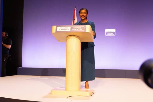 October 7, 2026, Birmingham, United Kingdom: Leader of the Conservative Party Kemi Badenoch gives her keynote speech at the International Convention Centre on the final day (day four) of the Conservative Party Conference at the International Convention Centre in Birmingham..The Conservative Party leader, Kemi Badenoch s gives her keynote speech at the International Convention Centre on the final day (day four) of the Conservative Party Conference at the International Convention Centre in Birmingham. The Conservative Party opened its annual conference under the slogan Stronger economy, stronger countryÃ¢ Birmingham United Kingdom - ZUMAs197 20261007_aaa_s197_043 Copyright: xPhilxLewisx