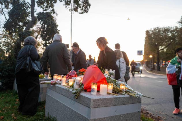 October 7, 2026, Stockholm, Stockholm County, Sweden: STOCKHOLM, SWEDEN - OCTOBER 7, 2026: People gather outside the Israeli Embassy in Stockholm to show support for Israel and remember the victims of the October 7 attacks. Participants place flowers and light candles at a memorial as Israeli and Iranian flags are displayed during the gathering Stockholm Sweden  - ZUMAa136 20261007_zap_a136_005 Copyright: xJoelxLindhex