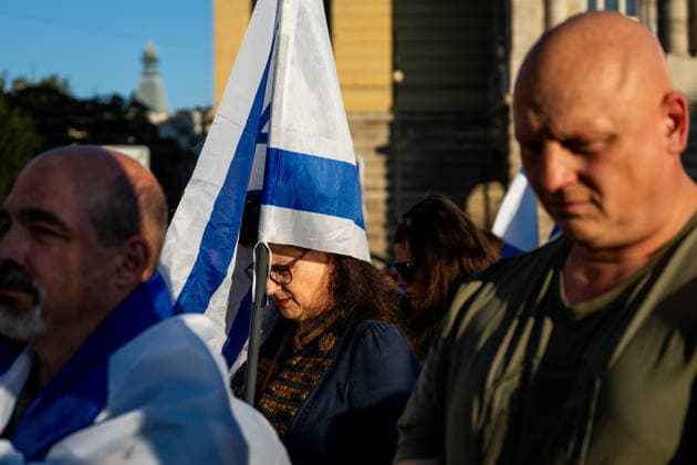 Several hundred people marked the third anniversary of the attacks on Israel by the Palestinian terrorist group Hamas at a gathering titled We Will Not Forget!, organised by the Czech Society of Friends of Israel, in front of the Rudolfinum concert hall in Jan Palach Square in Prague centre, Czech Republic, October 7, 2026. (CTKxPhoto OndrejxDeml) CTKPhotoP2026100707248  CTKPhotoP2026100707248