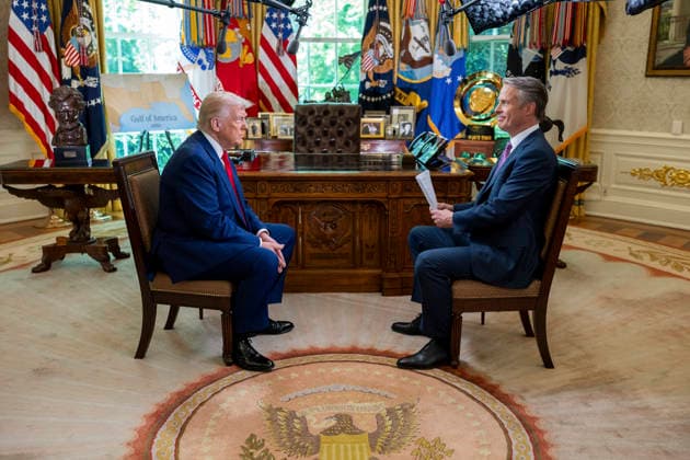 October 7, 2026, Washington, Dc, United States of America: U.S. President Donald Trump is interviewed by ABC News correspondent Terry Moran in the Oval Office of the White House, April 29, 2025 in Washington, D.C. The interview, recorded for a prime-time ABC News special marking the first 100 days of Trump s second term, covered tariffs, immigration and the war in Ukraine. Washington United States of America - ZUMAp138 20261007_zaa_p138_003 Copyright: xJoycexN.xBoghosian WhitexHousex