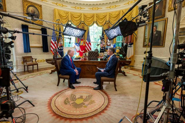 October 7, 2026, Washington, Dc, United States of America: U.S. President Donald Trump is interviewed by ABC News correspondent Terry Moran in the Oval Office of the White House, April 29, 2025 in Washington, D.C. The interview, recorded for a prime-time ABC News special marking the first 100 days of Trump s second term, covered tariffs, immigration and the war in Ukraine. Washington United States of America - ZUMAp138 20261007_zaa_p138_002 Copyright: xJoycexN.xBoghosian WhitexHousex